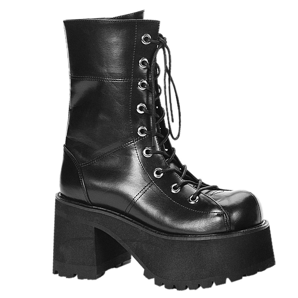 Bottes Hauteur Genoux Demonia Ranger 301 Vegan Cuir Femme - Noir 51976-XOCU